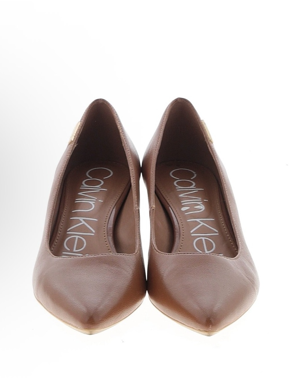 Calvin Klein Brown Pointed-Toe Leather Pumps